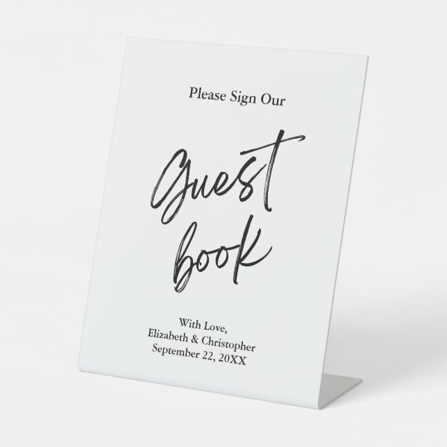 Wedding Guest Book Sign Minimalist Simple Script (Front)