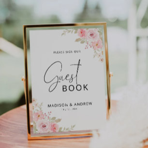 Wedding guest book sign template, Rose Invitation