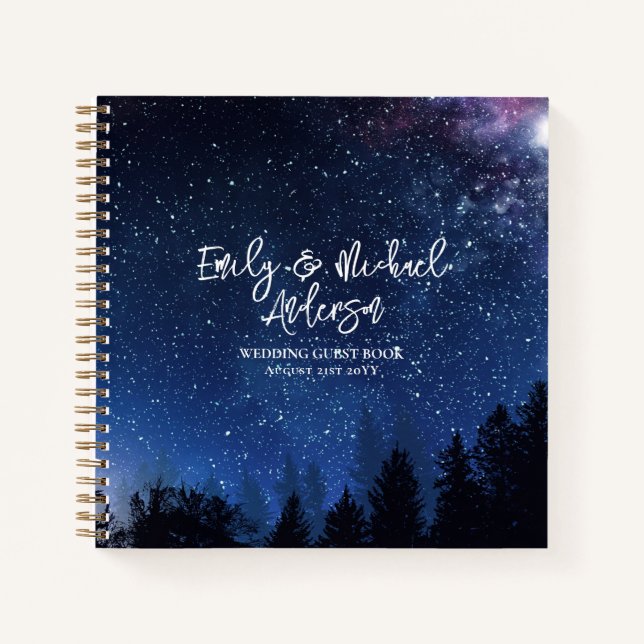 Wedding Guest Book Starry Night Galaxy Celestial (Front)