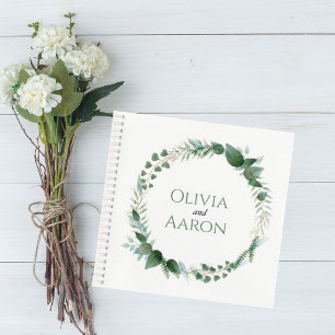 Wedding Guest Book with Botanical Wreath Cover