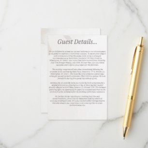 Wedding Guest Details Enclosure Card