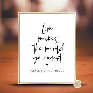 Wedding Guest Globe, Love Makes The World Go Round Poster