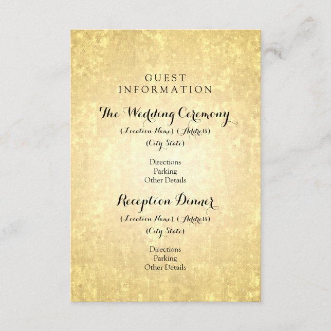 Wedding Guest Information Gold Foil Stars Confetti Enclosure Card (Front)