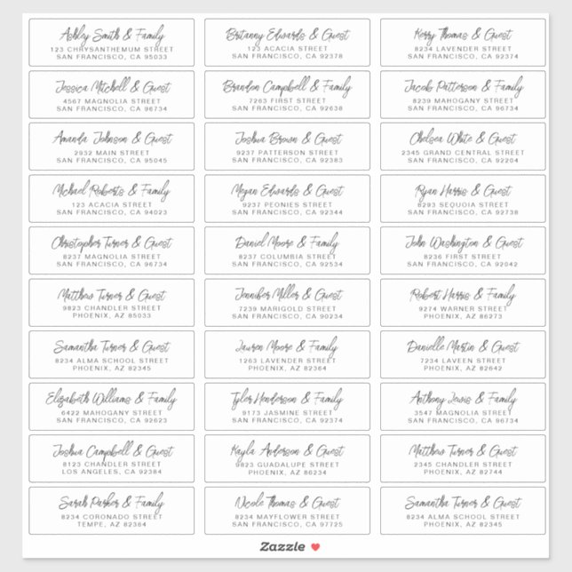 Wedding Guest Names Address Modern Simple Chic (Sheet)