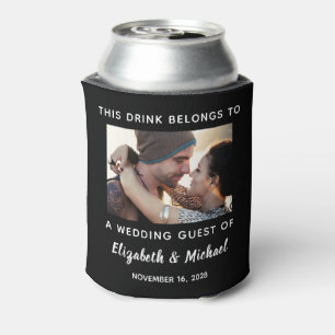 Wedding Guest Personalised Photo Black Can Cooler