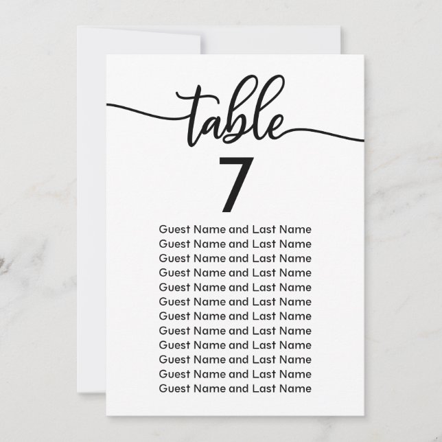 Wedding Guest Seating Modern Elegant Calligraphy Invitation (Front)