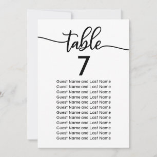 Wedding Guest Seating Modern Elegant Calligraphy Invitation