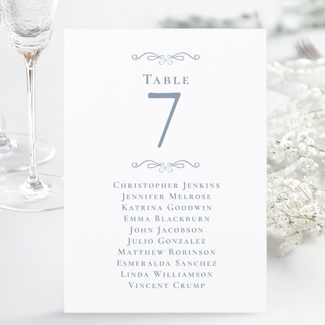 Wedding Guest Seating Table Number Dusty Blue Card (Wedding Guest Seating Table Number Dusty Blue Card)