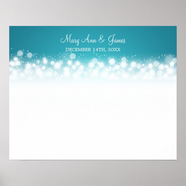 Wedding Guestbook  Magic Sparkle Turquoise (Front)