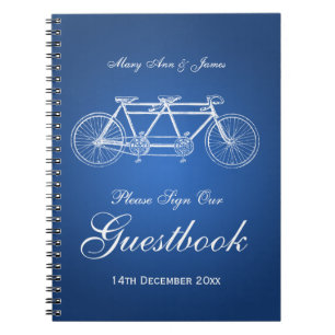 Wedding Guestbook Tandem Bike Blue Spiral Notebook