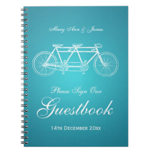 Wedding Guestbook Tandem Bike Turquoise Notebook