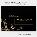 Wedding guests 24 custom black address labels<br><div class="desc">Personalised simple minimal individual wedding guests' address labels (24 recipients) for invitation mailings,  with trendy modern minimalist typography in formal classic black and gold.       The size of one label is cca 4.2 x 1.7 inches for a 14 x 14 inches sheet (Extra-Large)</div>