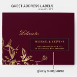 Wedding guests 24 custom burgundy address labels<br><div class="desc">Personalised simple minimal individual wedding guests' address labels (24 recipients) for invitation mailings,  with trendy modern minimalist typography in formal classic dark burgundy and gold.       The size of one label is cca 4.2 x 1.7 inches for a 14 x 14 inches sheet (Extra-Large)</div>