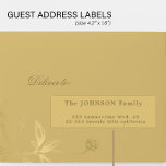 Wedding guests 24 custom faux gold address labels<br><div class="desc">Personalised simple minimal individual wedding guests' address labels (24 recipients) for invitation mailings,  with trendy modern minimalist typography in formal classic faux gold.       The size of one label is cca 4.2 x 1.7 inches for a 14 x 14 inches sheet (Extra-Large)</div>