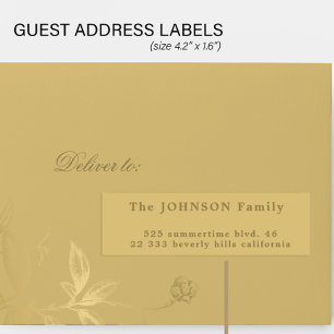 Wedding guests 24 custom faux gold address labels