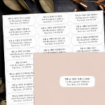 Wedding guests address labels 27 recipients names<br><div class="desc">These easy-to-customise wedding guests address labels are perfect for your modern minimalist wedding stationery. Use these stickers to quickly and efficiently address invitations,  save the dates,  thank-you cards,  and more. A different guest name and address may be printed on each of the 27 labels</div>