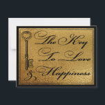 Wedding Guests Advice Card For Happy Couple<br><div class="desc">Faux Gold, Black and White Wedding advice card for the happy couple. The Key To Love and Happiness on one side and Please Share Your Key Advice For The Happy Couple on the back. Classic black and white vintage style design. Features a antique vintage key with a heart. Provide these...</div>