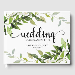 Wedding Guests And Wishes Elegant Greenery Guest Book