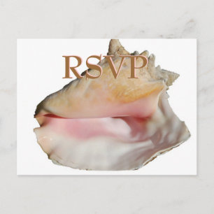 Wedding Guests RSVP Conch Seashell Invitation Postcard