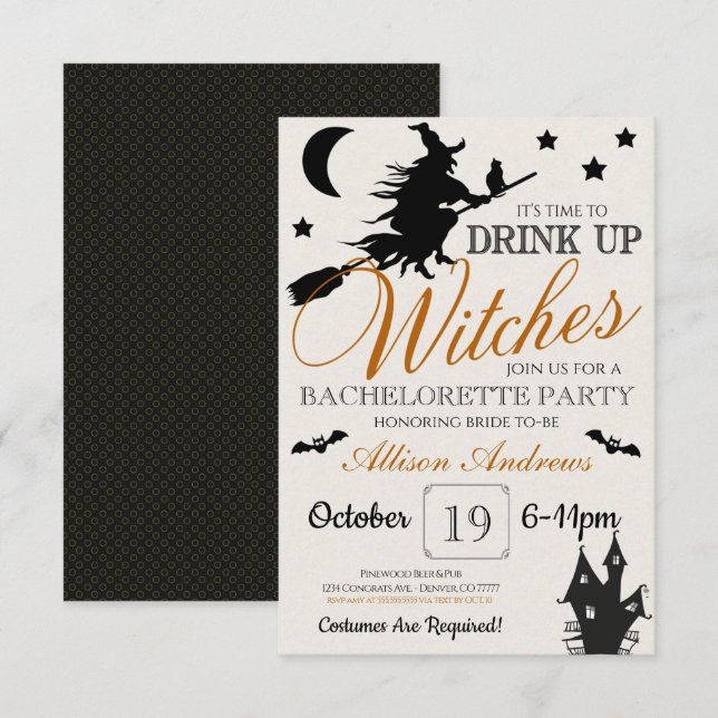 Wedding Halloween Bachelorette Invite (Front/Back)