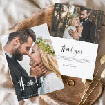 Wedding Handwritten Thank You 2 Photos<br><div class="desc">Wedding Handwritten Thank You Cards that have a photo on the front and back. The Fall,  Autumn,  Spring Summer,  Winter Thank you cards contain a modern white and Black hand lettered cursive script typography that are elegant,  simple and modern to use after you minimalist simple wedding day celebration.</div>