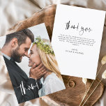 Wedding Handwritten Thank You Photo Romantic<br><div class="desc">Wedding Handwritten Thank You Cards that have a photo on the front and back. The Thank you cards contain a modern white and Black hand lettered cursive script typography that are elegant,  simple and modern to use after you minimalist simple wedding day celebration.</div>