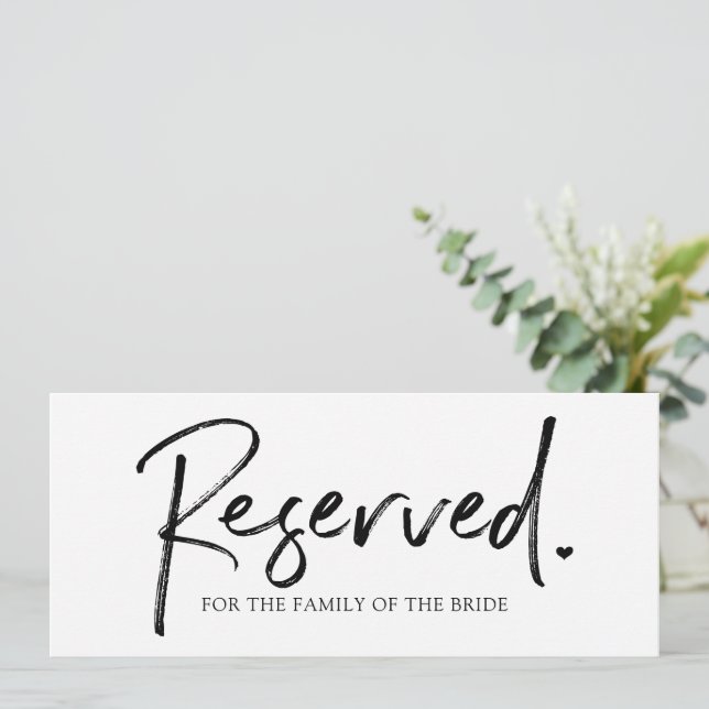 Wedding Hanging Long Reserved Sign - Black (Standing Front)