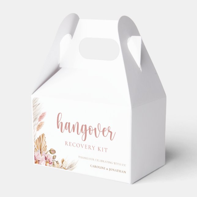 Wedding Hangover Kit Pampas Grass Boho Floral Favour Box (Front Side)