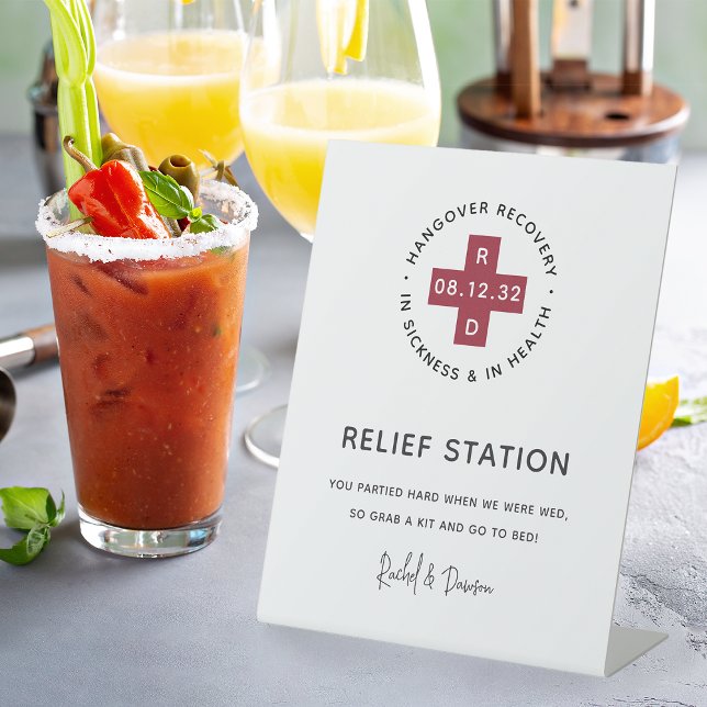 Wedding Hangover Relief Station Pedestal Sign (Creator Uploaded)
