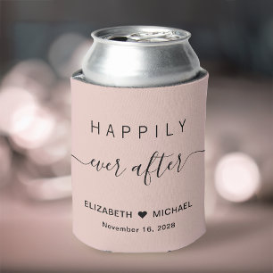 Wedding Happily Ever After Blush Pink Can Cooler