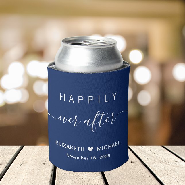 Wedding Happily Ever After Navy Blue Can Cooler (Creator Uploaded)