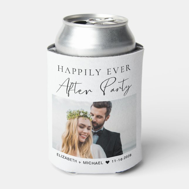 Wedding Happily Ever After Party Photo Can Cooler (Can Front)