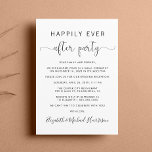 Wedding Happily Ever After Party Reception Invitation<br><div class="desc">Stylish elopement or small wedding announcement to inform family and friends that you eloped or reduced the number of guests at your wedding, and to invite them to a wedding reception or celebration party. On the front, "Happily Ever After Party" is written in a mix of simple typography and an...</div>
