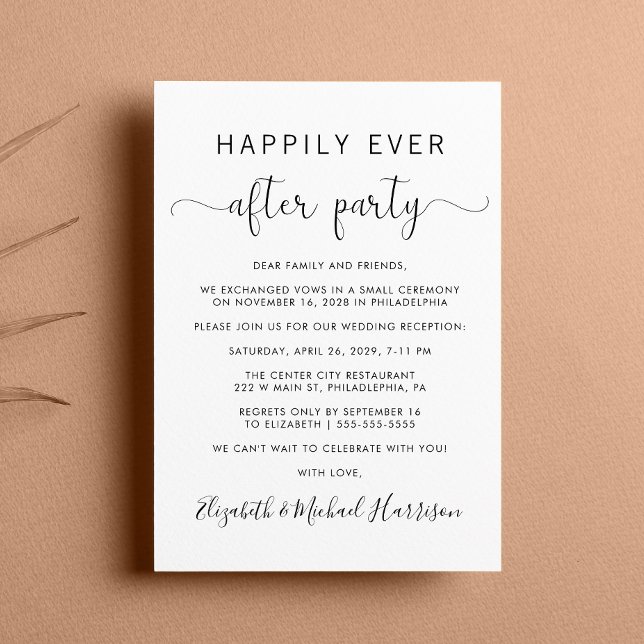 Wedding Happily Ever After Party Reception Invitation (From private vows to a grand party - invite family and friends to celebrate your marriage!)