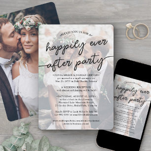 Wedding Happily Ever After Party Stylish Photo Invitation