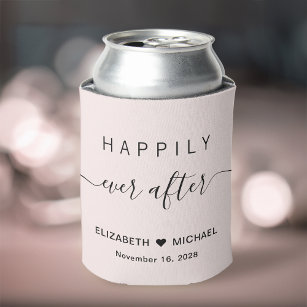 Wedding Happily Ever After Pink Can Cooler