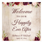 Wedding Happily Ever After Rustic Burgundy Floral