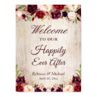 Wedding Happily Ever After Rustic Burgundy Floral