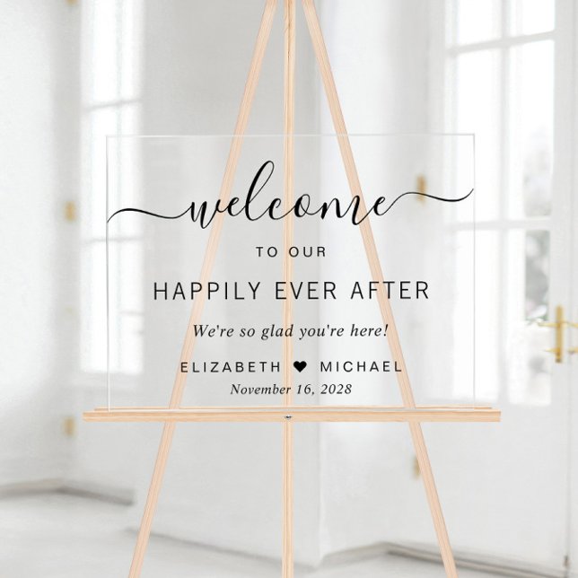 Wedding Happily Ever After Welcome Acrylic Sign (Creator Uploaded)
