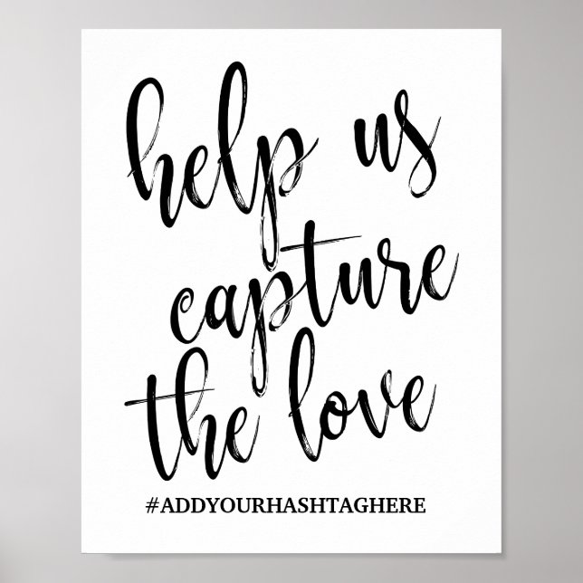 Wedding Hashtag Black and White 8x10 Sign (Front)