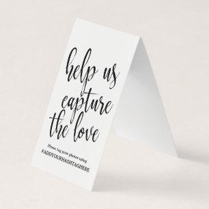 Wedding Hashtag Sign Calligraphy Black and White