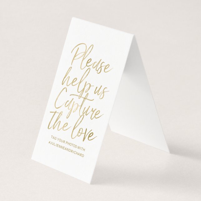 Wedding Hashtag Sign - Stylish Gold Faux Foil (Front)