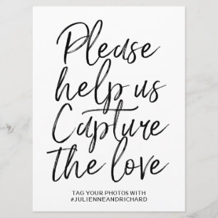 Wedding Hashtag Sign   Stylish Hand Lettered Invitation