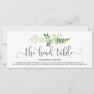 Wedding head table sign, greenery & rustic script