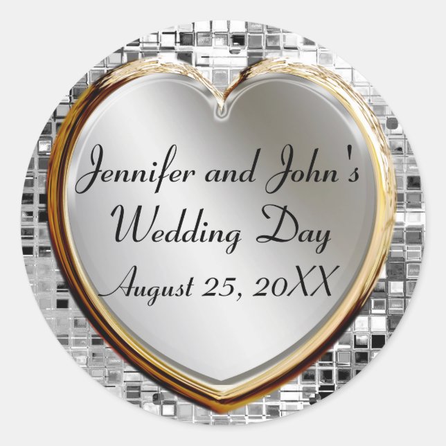 Wedding Heart And Sequins Stickers (Front)