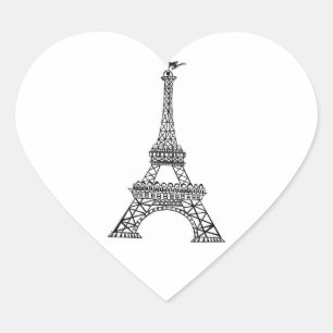 Wedding Heart Black Line Eiffel Tower Paris France Sticker