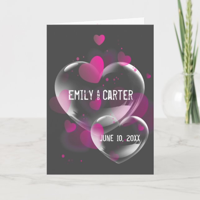 Wedding Heart Bubbles on Grey Card (Front)