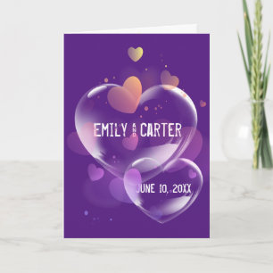Wedding Heart Bubbles on Purple Card
