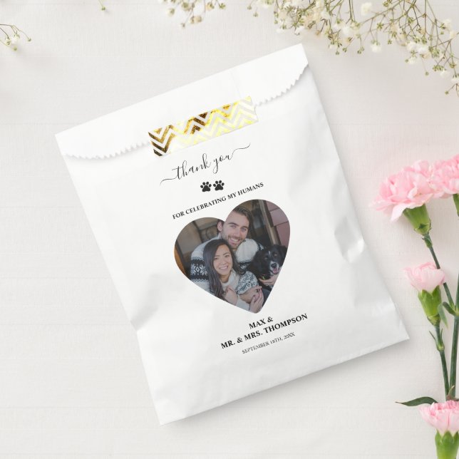 Wedding Heart Photo Couple Pet Dog My Humans  Favour Bags (Sealed)