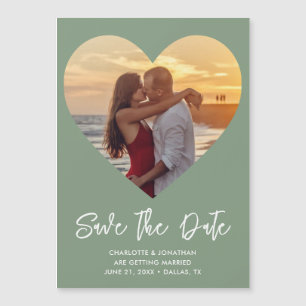 Wedding Heart Save The Date Photo Magnetic Card
